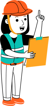 Woman holding construction report  Illustration