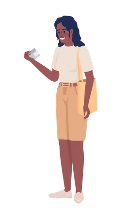 Woman holding cream jar  Illustration