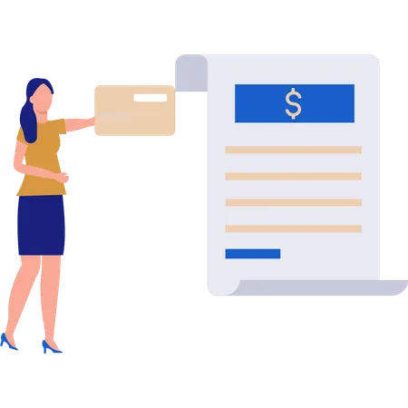 Woman holding credit card  Illustration