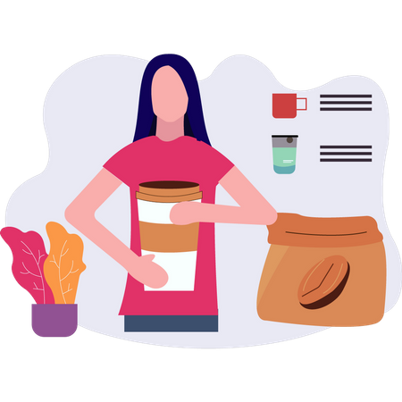 Woman holding cup of coffee  Illustration