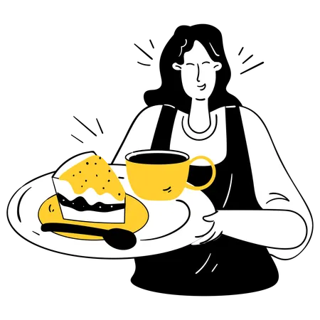 Woman holding Desserts and Coffee Pairing  Illustration
