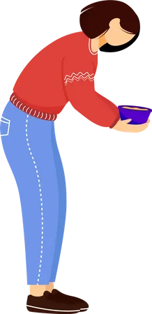 Woman holding dish Illustration