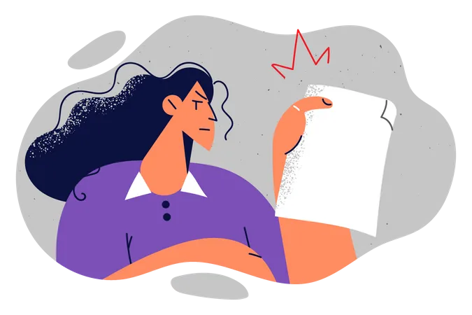 Woman holding document  Illustration