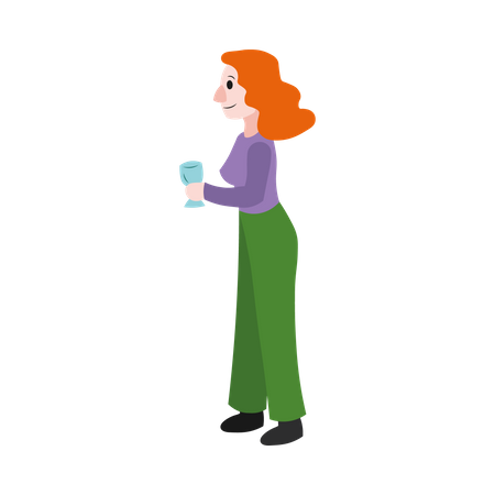 Woman holding drink glass  Illustration