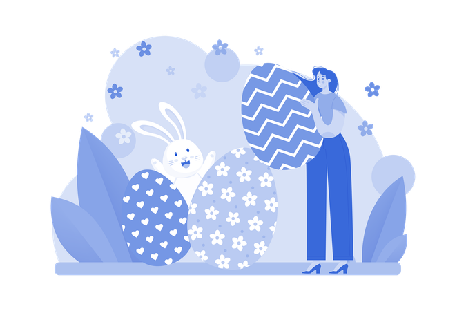 Woman holding easter egg  Illustration