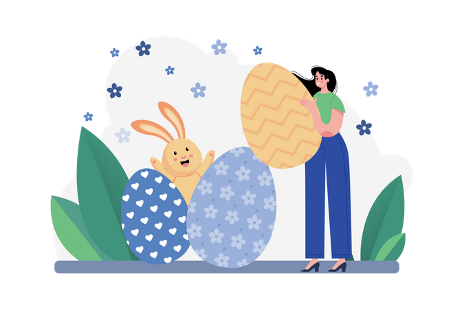 Woman holding easter egg  Illustration