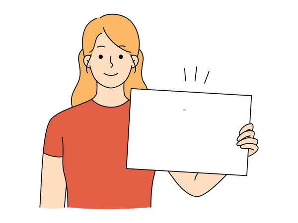 Woman holding empty banner  Illustration