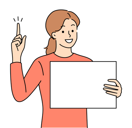 Woman holding empty banner  Illustration