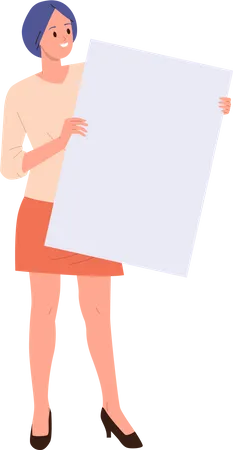 Woman Activist Cartoon Housewife Teacher Or Employee Character With Placard Participating In Peaceful Picket Job Strike Female Demonstration Or Rights Equality Demonstration Vector Illustration イラスト