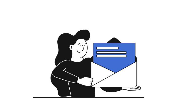 Woman holding envelope  Illustration