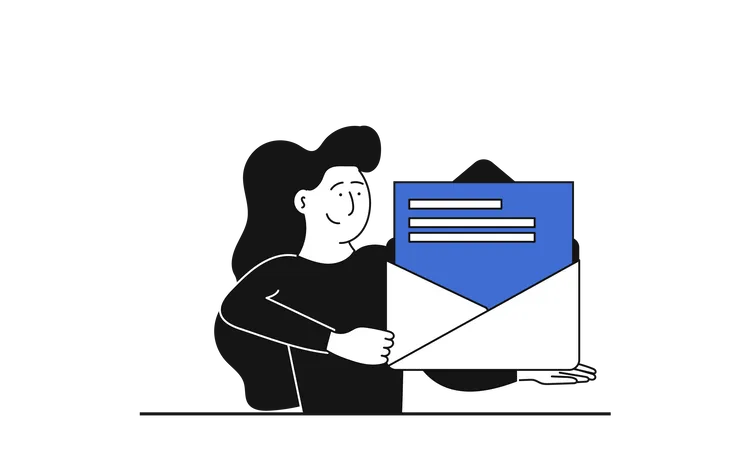 Woman holding envelope  Illustration