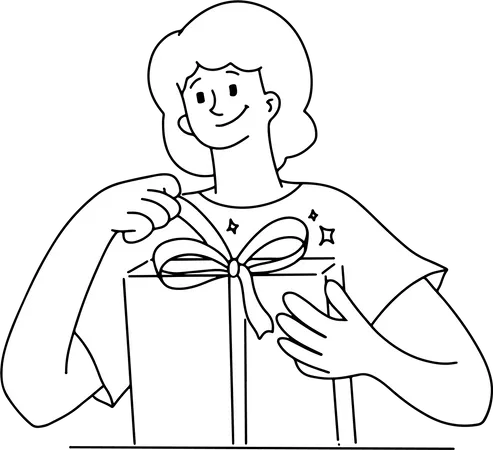 Woman holding gift  Illustration