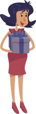 Woman holding gift box Illustration