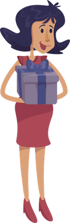 Woman holding gift box  Illustration