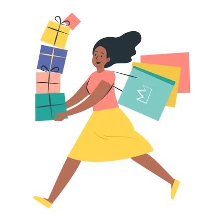 Woman Holding Gift Box on Hand  Illustration