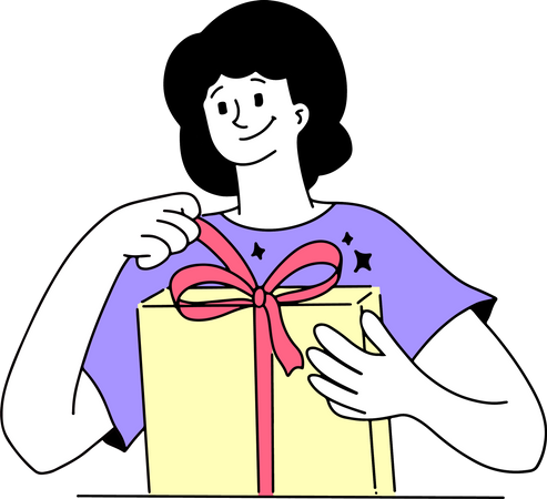 Woman holding gift  Illustration