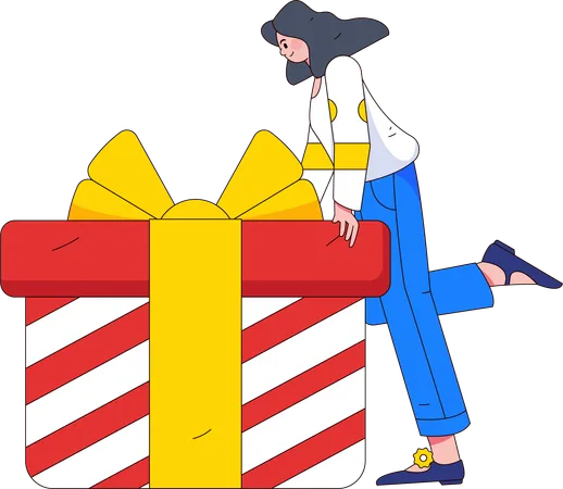 Woman Holding Gift  Illustration