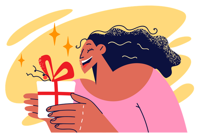 Woman holding gift  Illustration