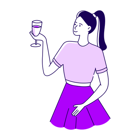 Woman holding glass of wine Illustration