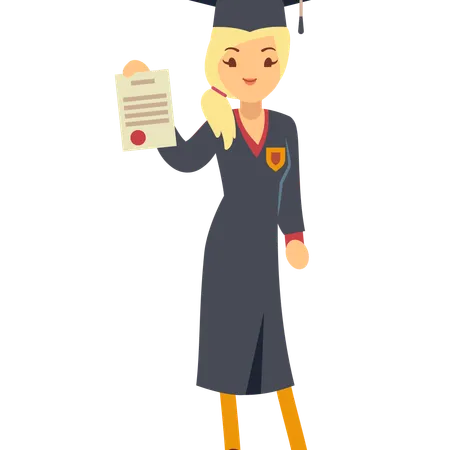 Woman holding graduation certificate  Illustration