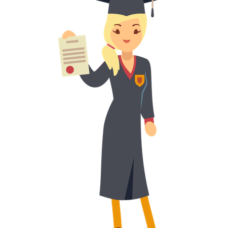 Woman holding graduation certificate  Illustration