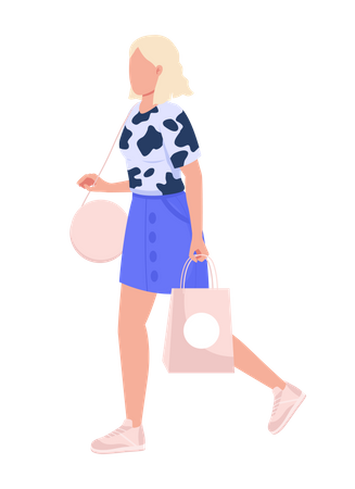 Woman Holding Grocery Bag  Illustration