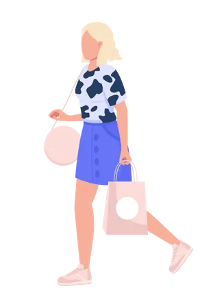 Woman Holding Grocery Bag  Illustration