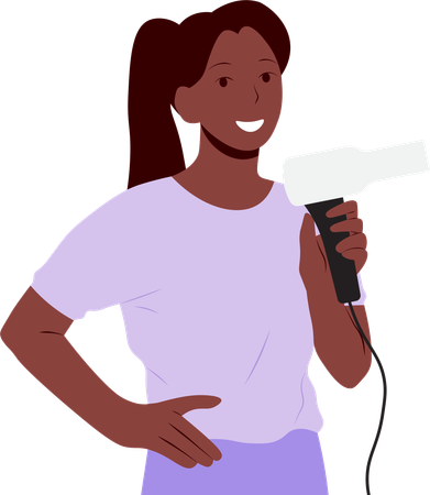 Woman holding hair dryer  Illustration