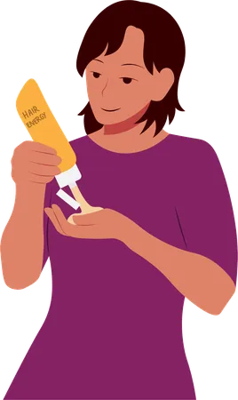 Woman holding Hair vitamin bottle  Illustration