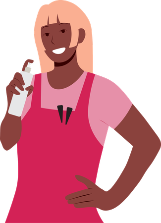 Woman holding hairspray  Illustration