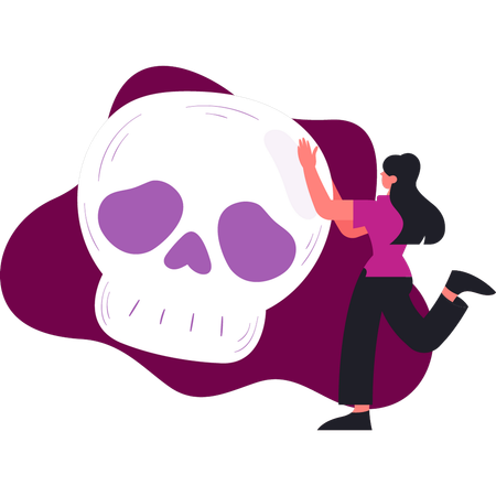 Woman holding halloween skull  Illustration