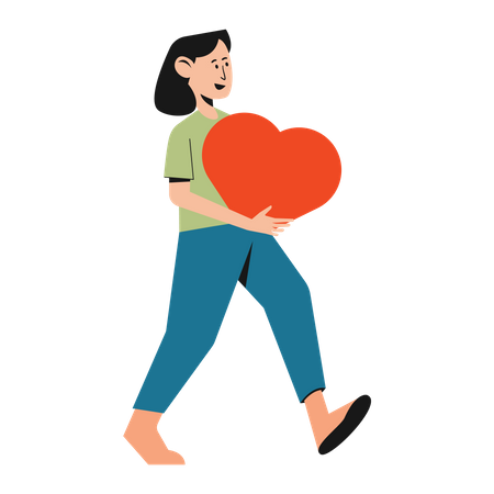 Woman holding heart Illustration