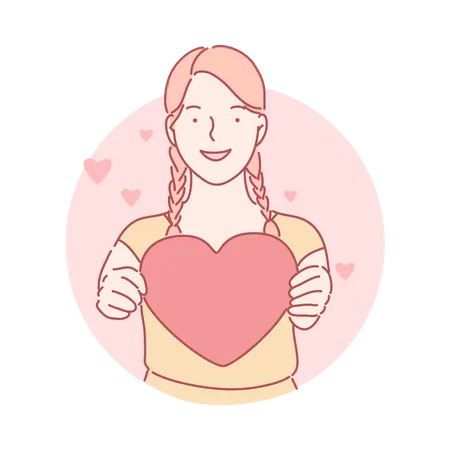 Woman holding heart  Illustration