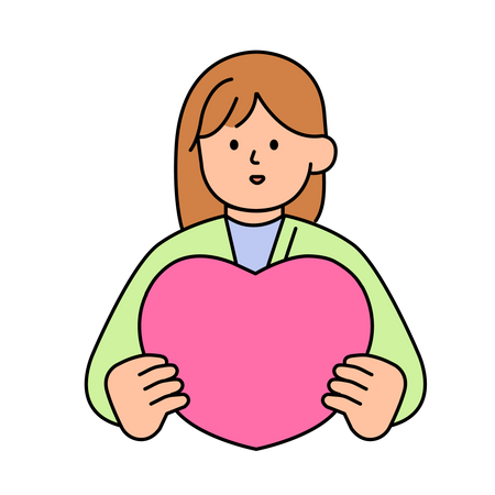 Woman holding Heart  Illustration