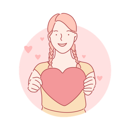 Woman holding heart  Illustration