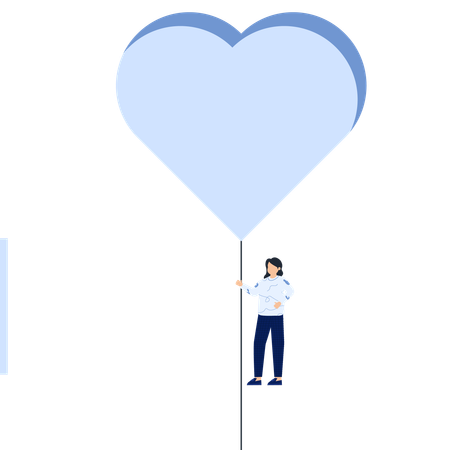 Woman Holding Heart Shape Symbol  Illustration