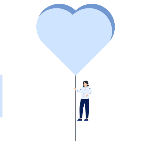 Woman Holding Heart Shape Symbol  Illustration