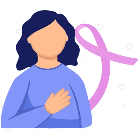 Woman holding her hands on chest  Illustration