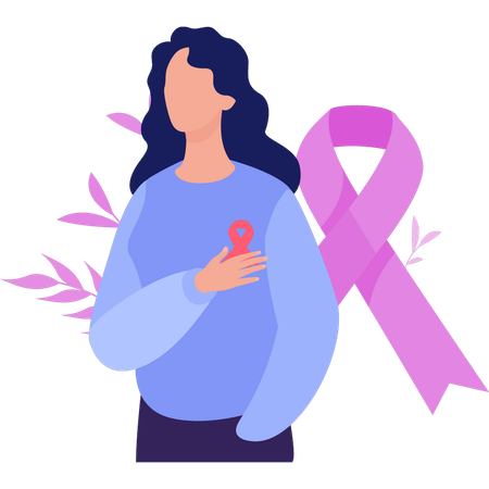 Woman holding her hands on chest  Illustration