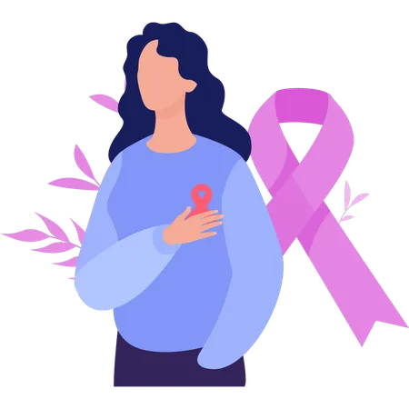 Woman holding her hands on chest  Illustration