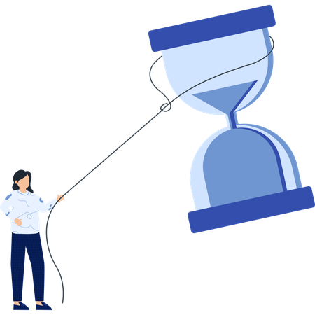 Woman holding hourglass time management  Illustration