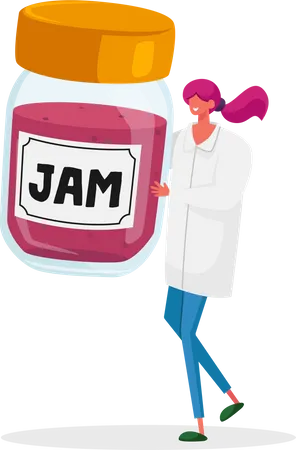 Woman holding jar of jam  Illustration