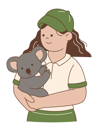 Woman Holding Koala  Illustration