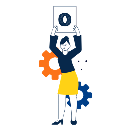 Woman holding letter O  Illustration