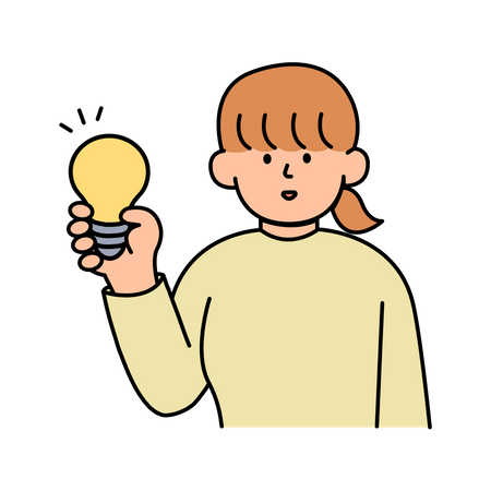 Woman Holding Light Bulb  Illustration