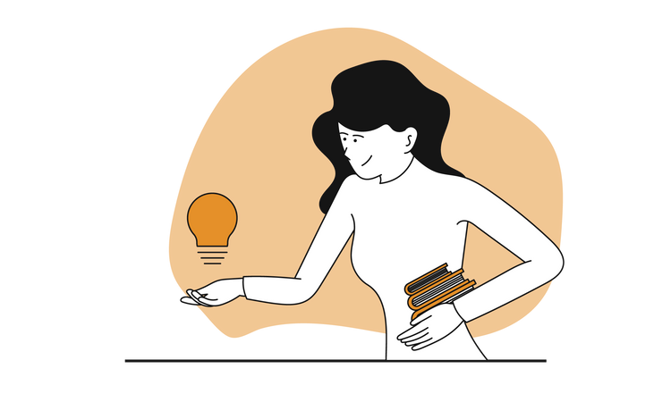 Woman holding lightbulb  Illustration