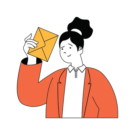 Woman holding mail  Illustration