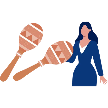 Woman holding maracas  Illustration