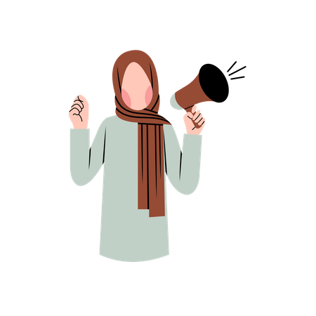 Woman holding megaphone Illustration