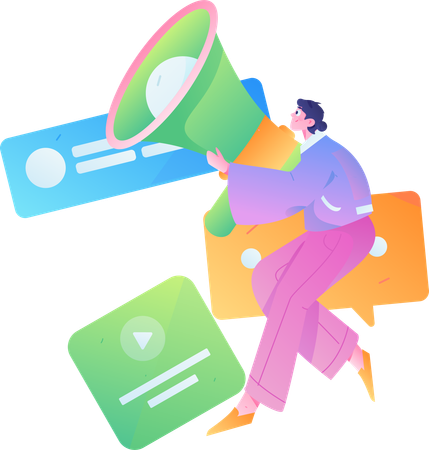 Woman holding megaphone  Illustration